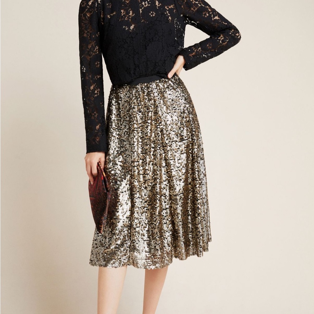 Maeve Gold Midi Skirt